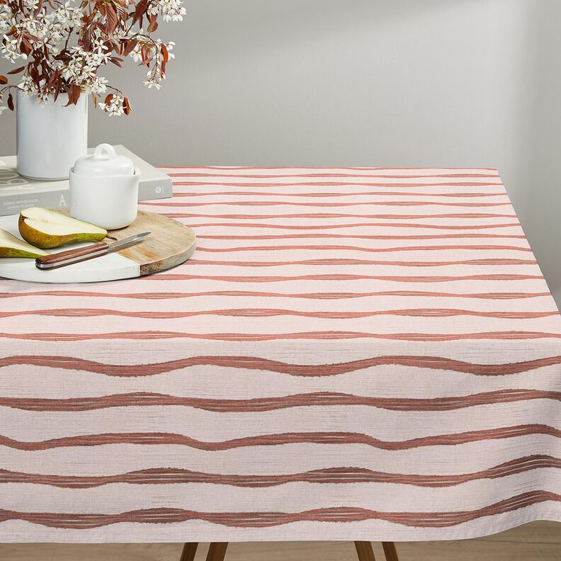 Decostof Half panama Golvende strepen – rood/roos, image number 7