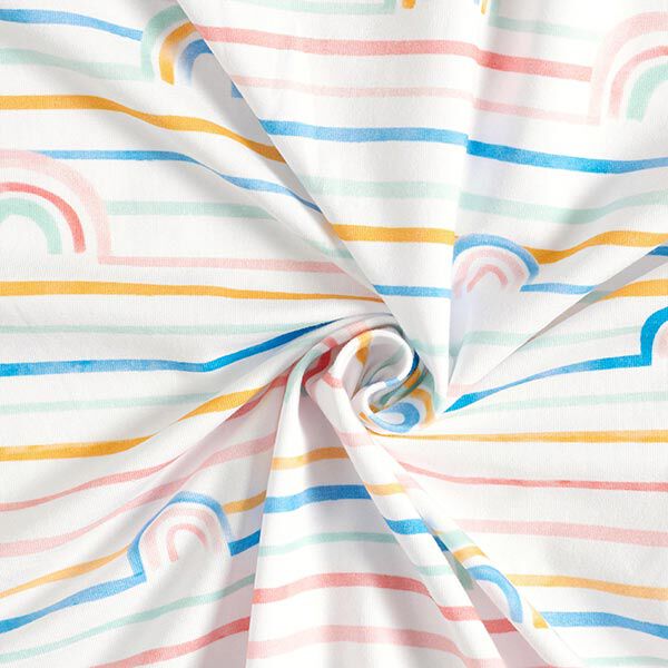 GOTS Katoenjersey Aquarel regenboog | Tula – wit, image number 3