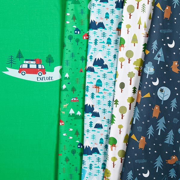Katoenjersey Vlot landschap | PETIT CITRON – babyblauw/turkoois, image number 8