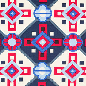 Katoen-viscosemix retropatroon – blauw/rood, 