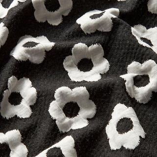 Jacquardjersey grafische bloemen – zwart/wit, 