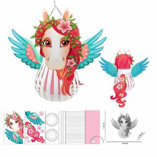 3D-lantaarn-knutselset Pegasus  – ecru/lila, 
