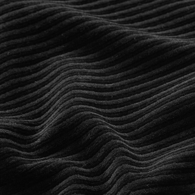 Brede rib Jersey Dwarse ribbels – zwart, image number 2