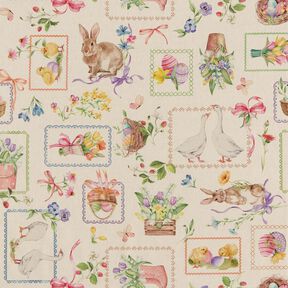 Decostof Half panama Pasen-collage – natuur/roze, 