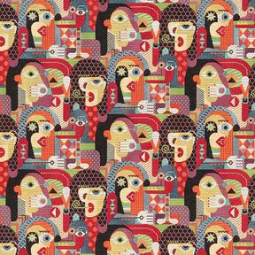 Decostof Gobelin abstracte gezichten – zwart, 