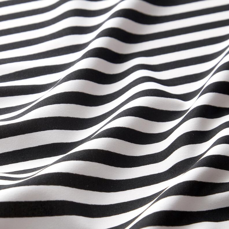 Badpakstof smalle strepen – zwart/wit,  image number 2