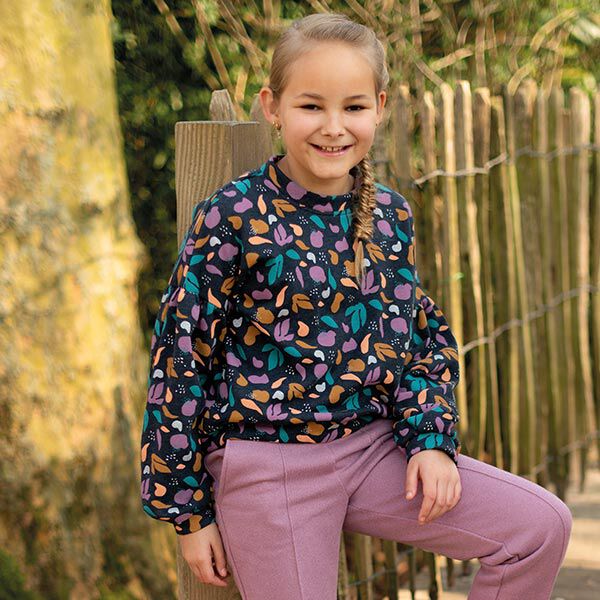 Sweatshirt geruwd Bladeren en glitter – nachtblauw, image number 6