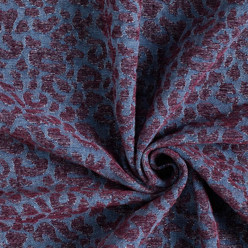 Broekstof denimlook luipaardprint – aubergine/jeansblauw,  image number 3