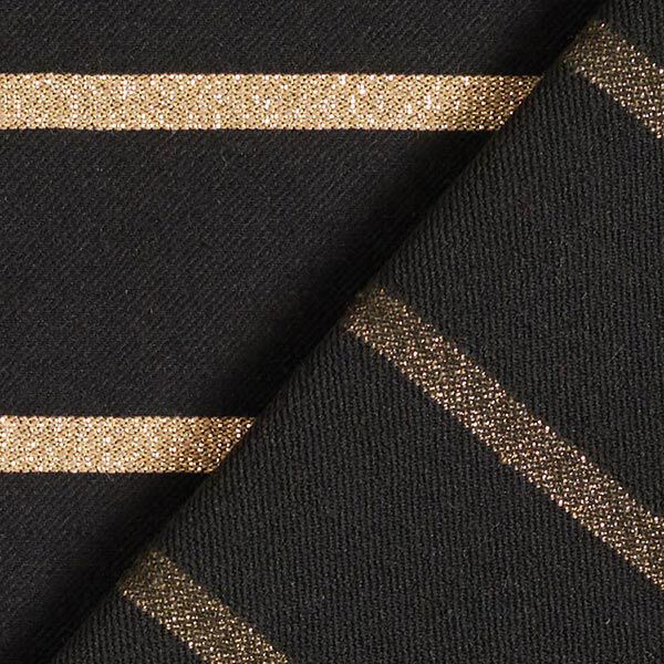 Katoenen stretch glitterstrepen – zwart/goud, image number 5