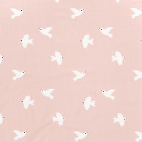 Katoenjersey grote vogels – roos/wit, 