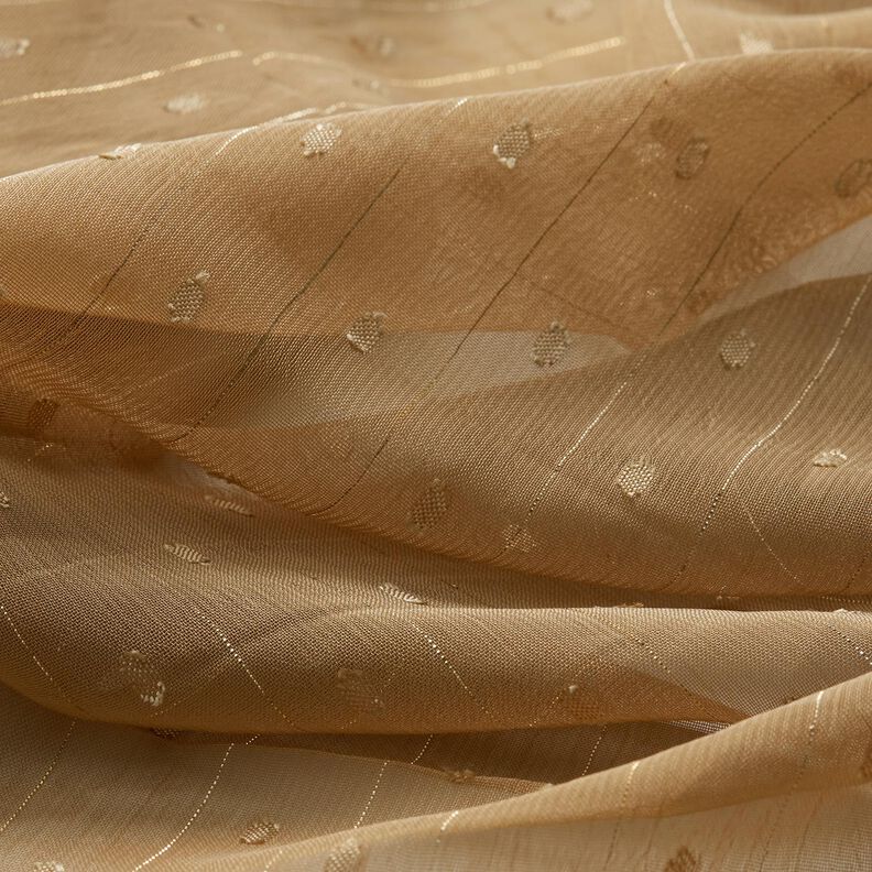 Chiffon dobby metallic krijtstreep – donkerbeige/zilver metallic,  image number 2