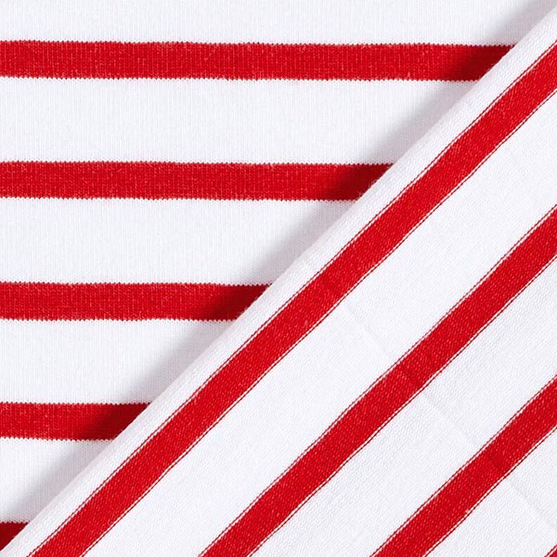 Katoenjersey smalle en brede strepen – wit/rood,  image number 4