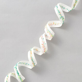Ripsband Franjes [15 mm] – wit/neongroen, 