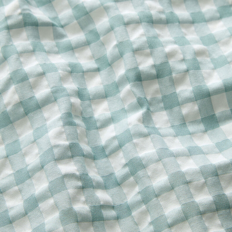 Seersucker grote vuchyruiten – wit/eucalyptus,  image number 2