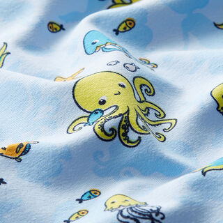 Katoenjersey Onderwaterwereld – babyblauw, 