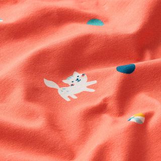 Katoenjersey kat en ballen | PETIT CITRON – zalm, 