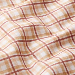 Katoenpopeline dubbel geruit – wit/perzik, 