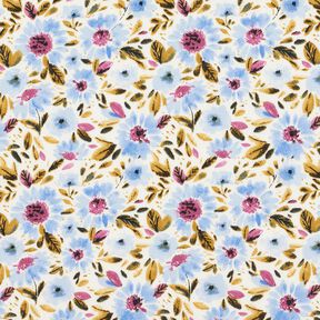 Katoenpopeline bloemenzee – lichtblauw/wit, 