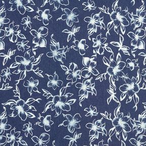 Chambray Zomerse bloesems – marineblauw/ecru, 