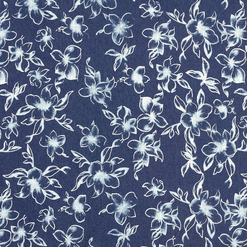 Chambray Zomerse bloesems – marineblauw/ecru,  image number 1
