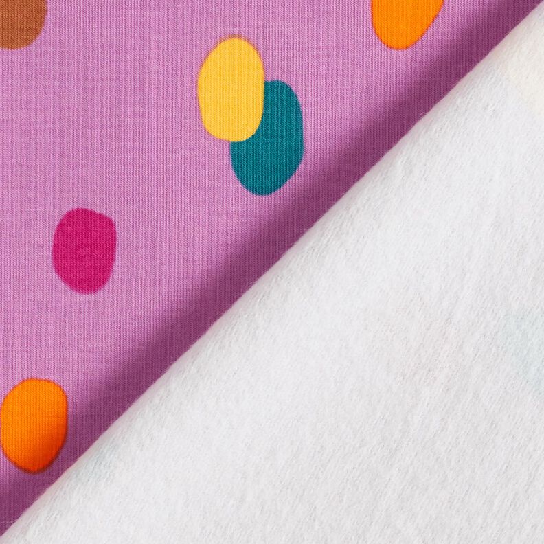 French Terry sommersweat kleurrijke vlekken – pastelviolet/oranje,  image number 4