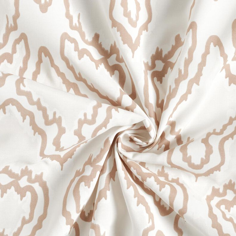 Katoenen stoffen slangenlijnen – beige/donkerbeige,  image number 4
