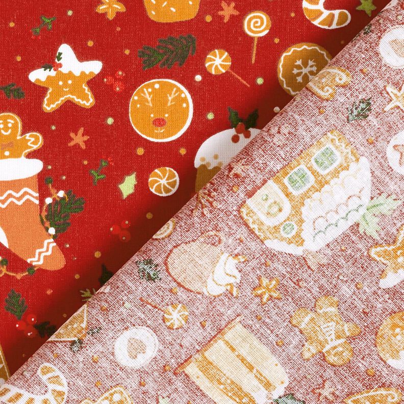 Katoenen stof Popeline Peperkoeken – karmijnrood/mosterd,  image number 4