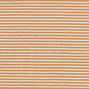 Katoenjersey smalle strepen – creme/kaneel, 