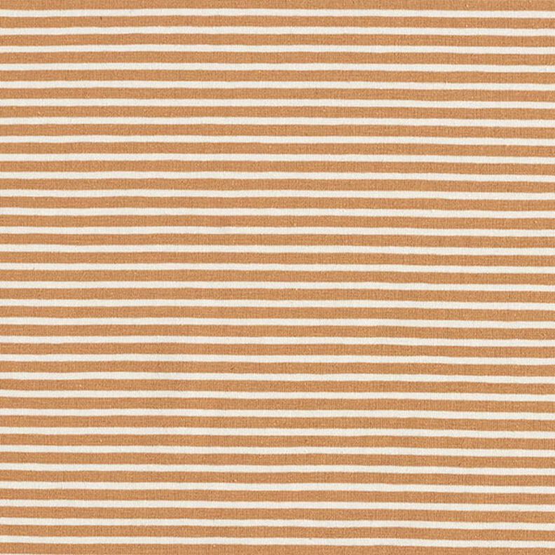 Katoenjersey smalle strepen – creme/kaneel,  image number 1