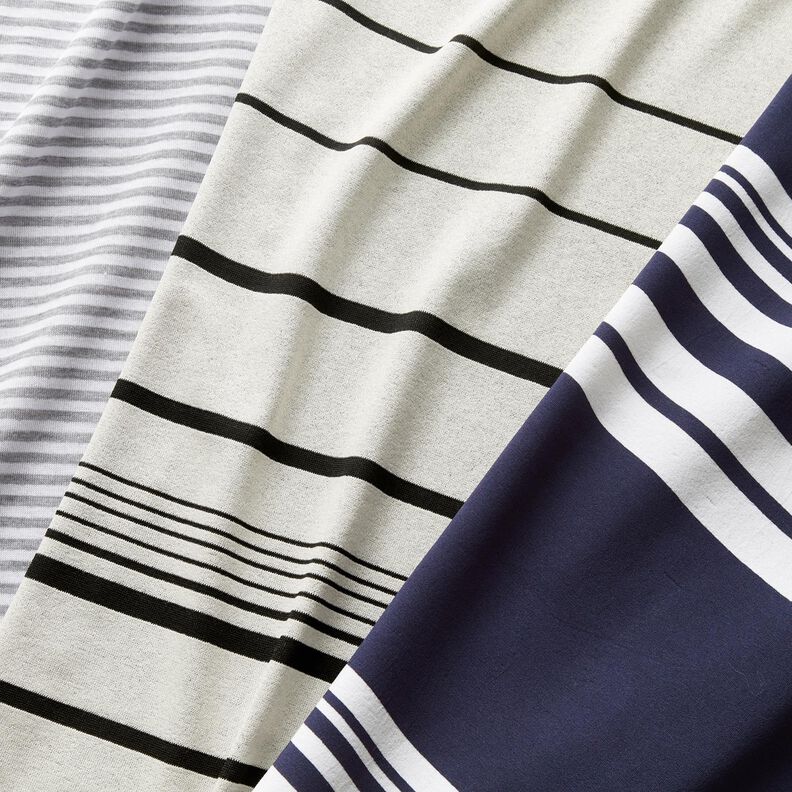 Doubleface jersey strepen effen – wit/grijs, image number 6