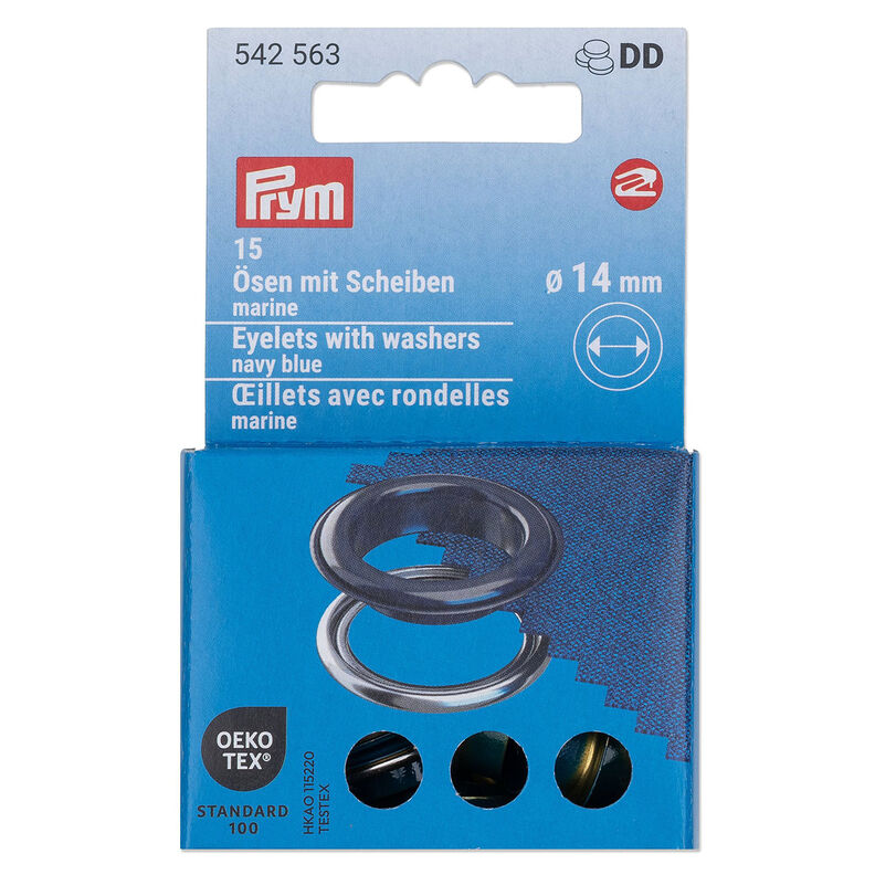Oogjes met sluitringen [15 stuks | Ø 14 mm] | Prym – marineblauw/zilver metallic,  image number 1