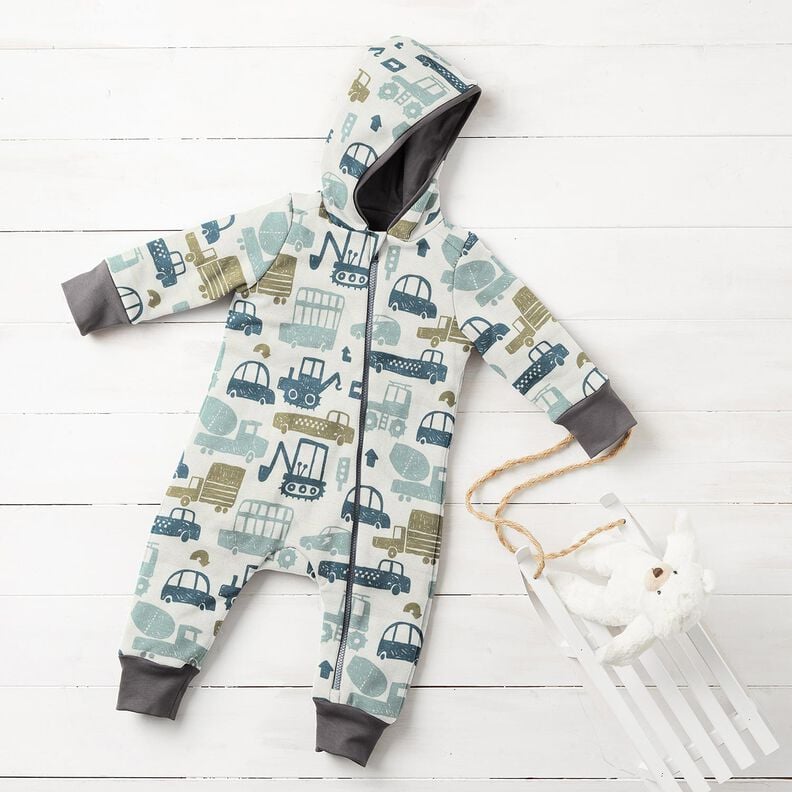 French Terry sommersweat Getekende voertuigen &ndash; wit/blauw,  image number 8