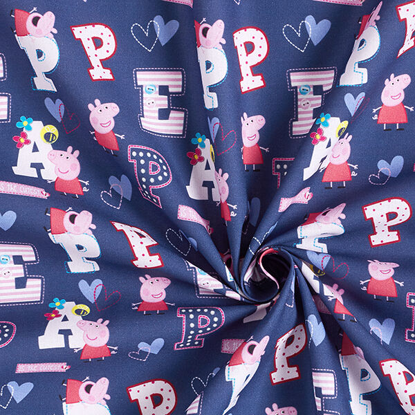 Cretonne Licentiestof Peppa Pig “Peppa” | ABC Ltd. – marineblauw, image number 3