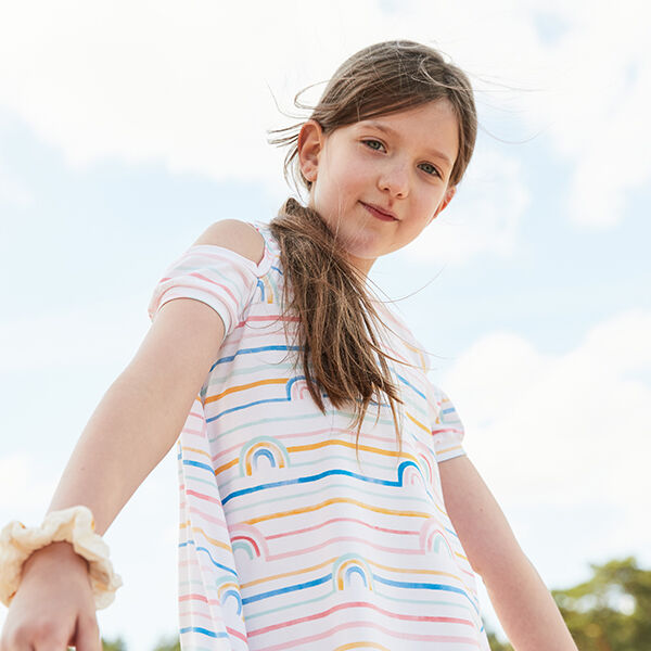 GOTS Katoenjersey Aquarel regenboog | Tula – wit, image number 6
