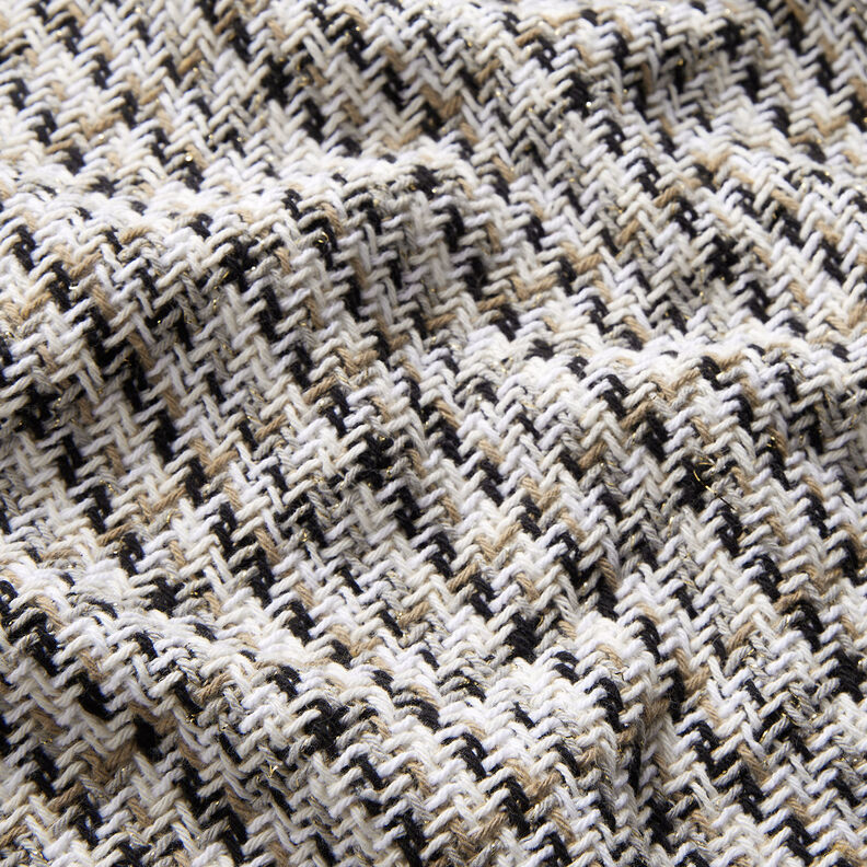 Grove jasstof glittergaren ruit – wit/beige, image number 2