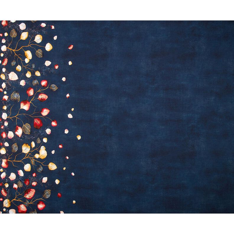 French Terry Borduurstof Herfstbladeren | Glitzerpüppi – marineblauw/perzik sinaasappel, image number 5