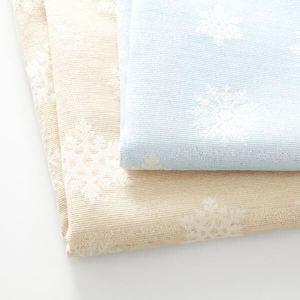 Decostof jacquard Glinsterende sneeuwvlokjes – natuur/goud, image number 3