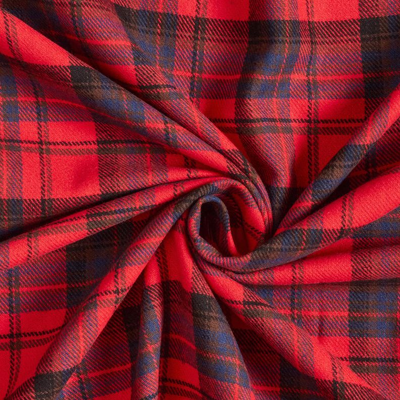 Katoenflanel Ruit – chili/indigo, image number 3