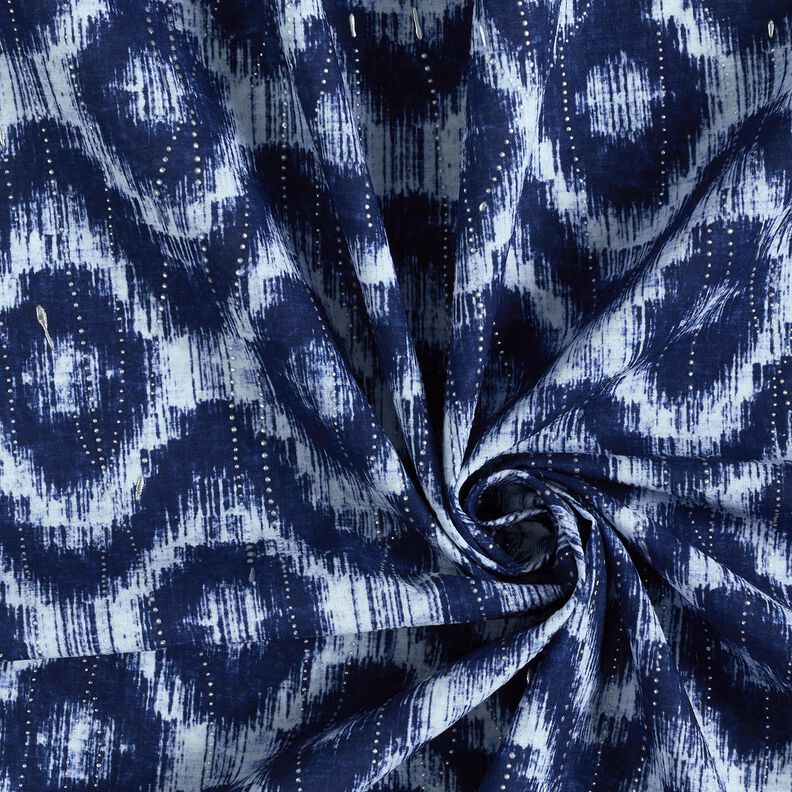 Katoenpopeline Ruiten en glitterdruppels – indigo/wit,  image number 3