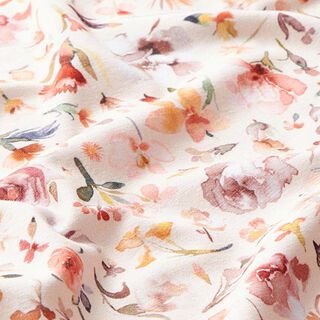 Katoenjersey Aquarel bloemenweide Digitaal printen – champagne, 