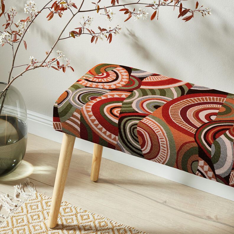 Decostof Gobelin abstracte halve cirkels – terracotta/groen, image number 6