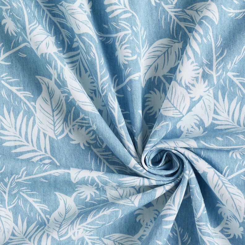 Katoenen chambray palmbomen – lichtblauw/ivoor,  image number 3