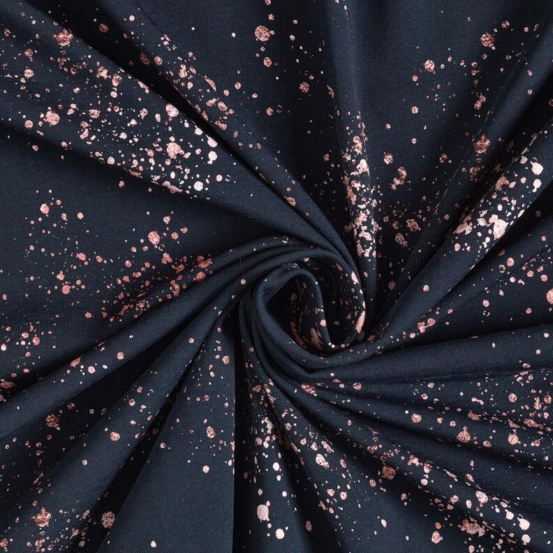 Katoenjersey Gouden vlekjes | Glitzerpüppi – zwart blauw/donker oudroze,  image number 3