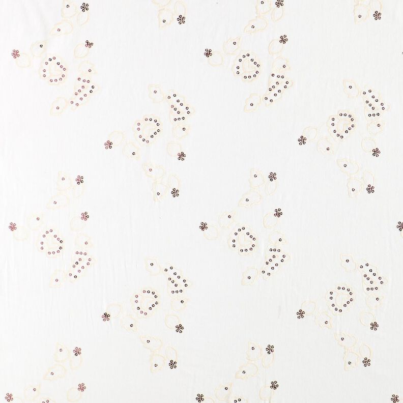 Fijne corduroy borduursels en paillettenbloemen – creme,  image number 1