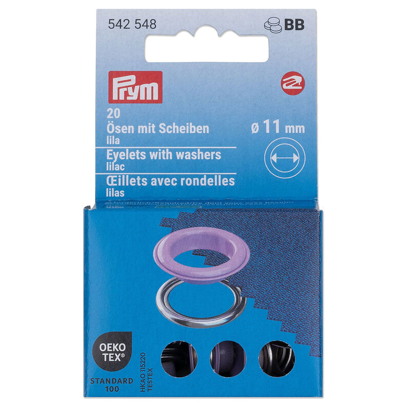 Oogjes met sluitringen [20 stuks | Ø 11 mm] | Prym – lila/zilver metallic,  image number 1