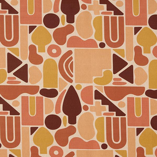 Decostof jacquard retro vormen gerecycled – currygeel/natuur, image number 1