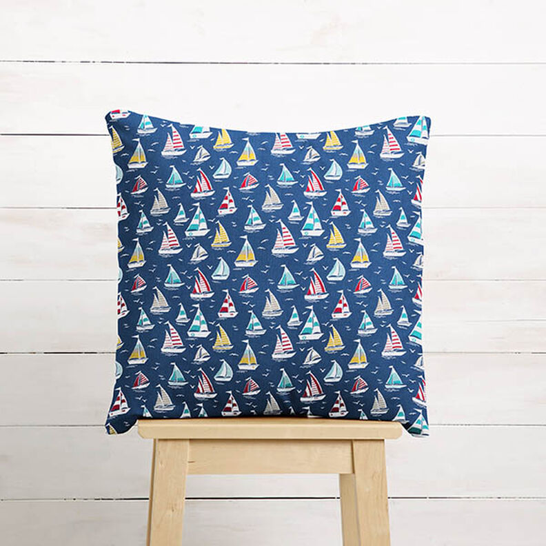 Katoenen stof Cretonne Zeiltrip – oceaanblauw/wit,  image number 6