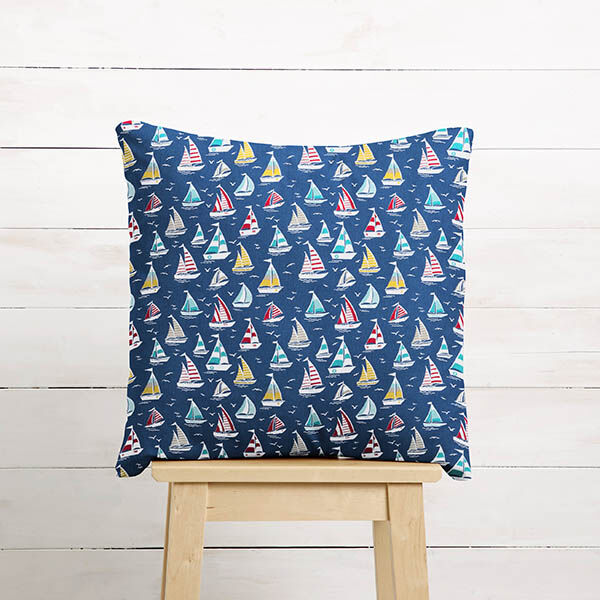 Katoenen stof Cretonne Zeiltrip – oceaanblauw/wit,  image number 6