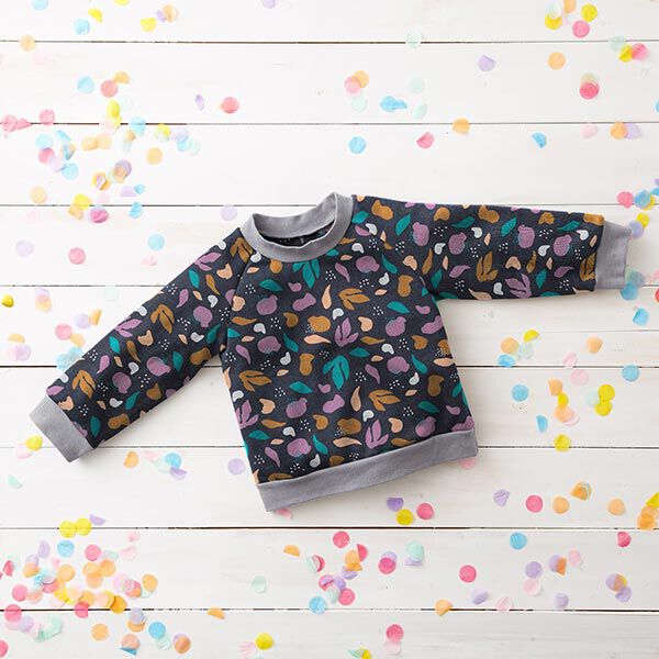 Sweatshirt geruwd Bladeren en glitter – nachtblauw, image number 8
