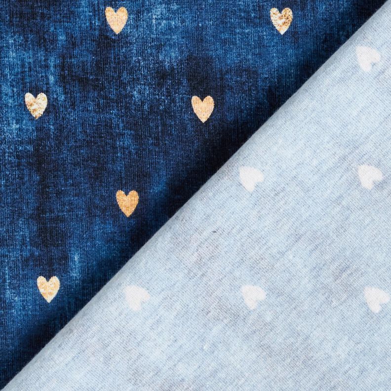 Katoenjersey gouden harten | Glitzerpüppi – indigo,  image number 4
